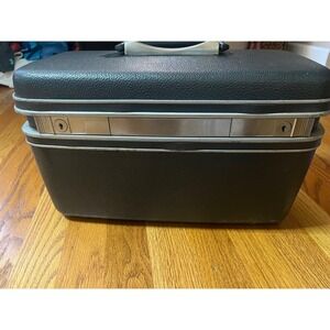 Vintage Samsonite Silhouette Train Case Gray Hard Shell Vanity Makeup Box